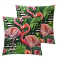 thumbnail image 2 of Acheng Pink Flamingo Beautiful Tropic Flower Throw Pillow Covers Pillow Case Black White Stripes Square Case Cushion Home for Bedroom Sofa Chair Decor  White, 2 of 6