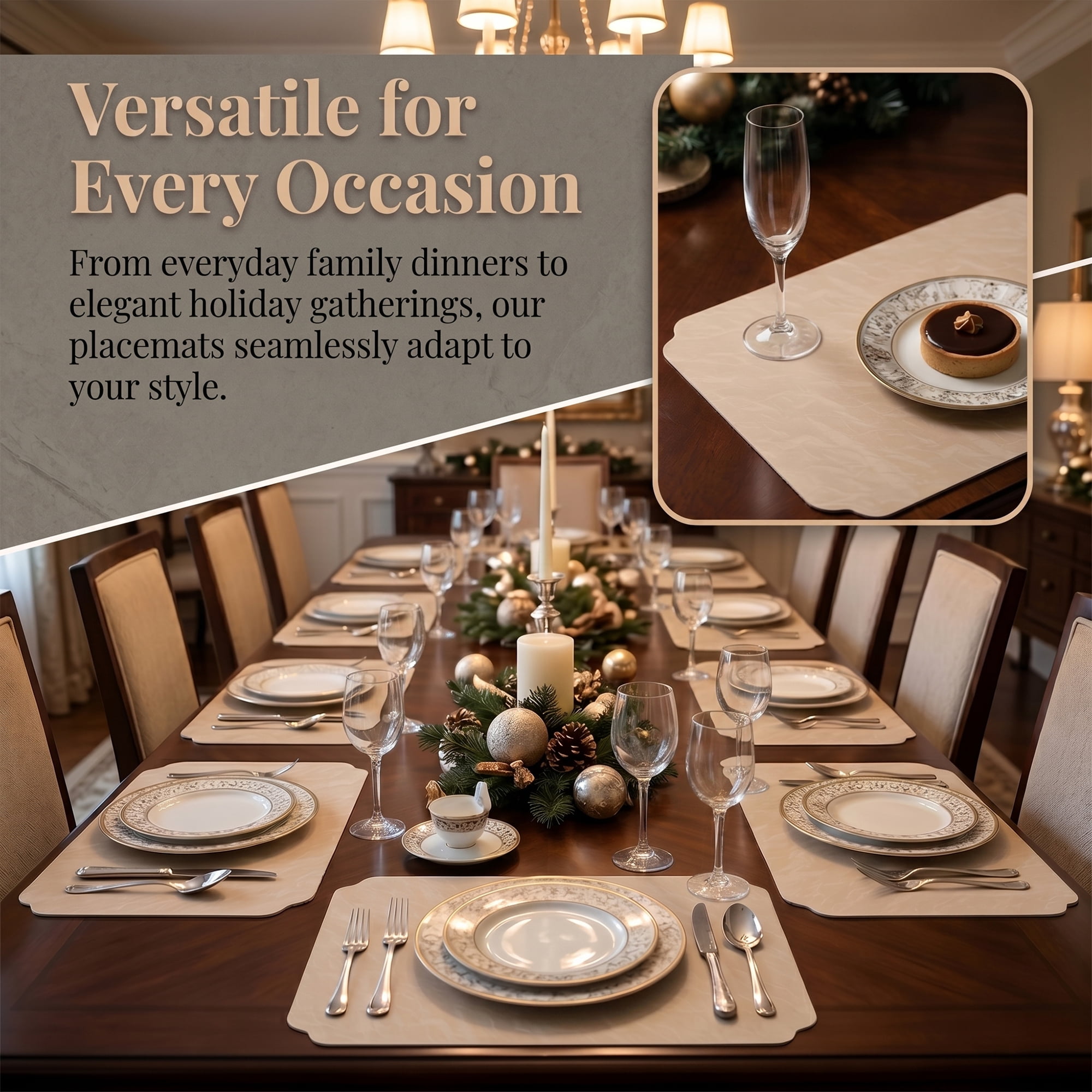 Unique Bargains 4Pcs Faux Leather Table Decor Placemats Milk Tea 17.7x11.8inch