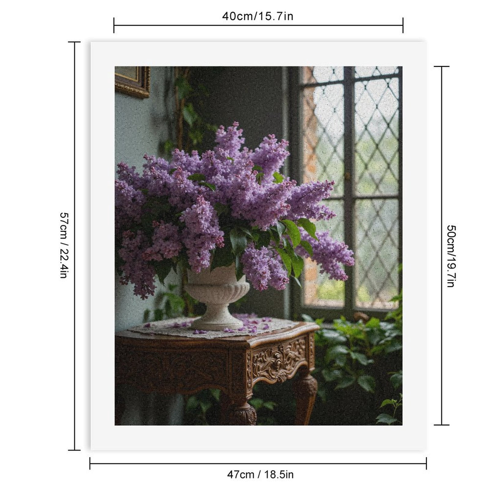 Paint by Numbers Kit for Adults, Lilac Bouquet Vintage Table Window Paint by Numbers, Easy Paint by Numbers Kit for Adults Beginner, DIY Adult Paint by Number Kits on Canvas, 12x16in Home Decor