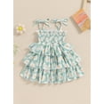 thumbnail image 2 of Suealasg Toddler Girls Outfits Sleeveless Tie-Up Spaghetti Daisy Print Layered A-line Dress Baby Girls Summer Beach Party Casual Dress, 2 of 7