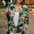 thumbnail image 6 of WTOBBY Women's Fashion Printed Long Sleeve Knitted Cardigan Button Down Jacket, Christmas Pattern Warm and Soft Outerwear for Casual and Party Wear,Green 5XL, 6 of 7