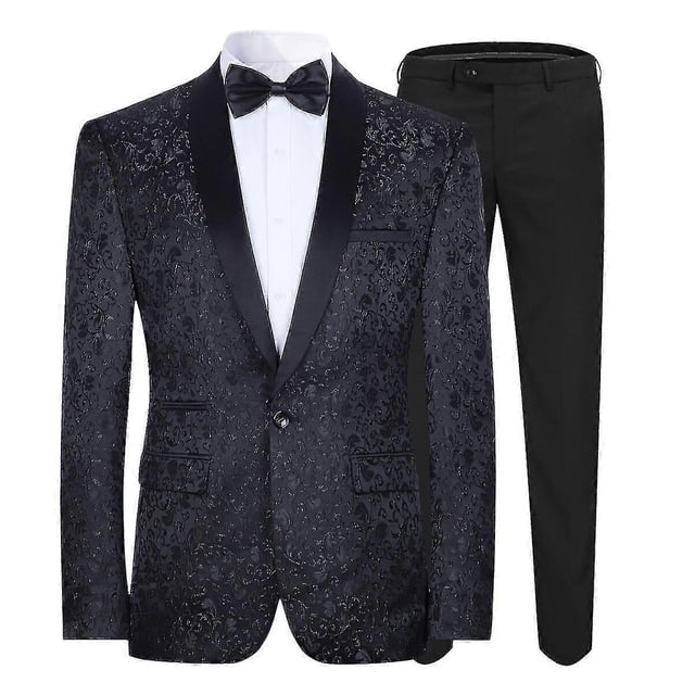 Traje de esmoquin jacquard para hombre, corte entallado, de dos piezas, para boda, fiesta y graduación, s202412241253