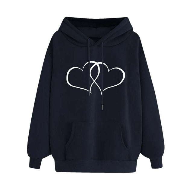 UPPADA Womens Love Pattern Hoodies Drawstring Hooded Sweatshirt Fall Pullover Outwear with Pockets Loose Basic Zipper Hooded Long Sleeve Lightweight Hoodies Hoodies Y2k