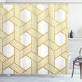 thumbnail image 1 of Ambesonne Geometric Shower Curtain, Entangled Stripes, 69"Wx84"L, Yellow and White, 1 of 3