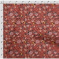 thumbnail image 4 of Soimoi Chinese Floral Printed, Cotton Fleece, Fabric by The Yard Sewing DIY Stretch Fabric 56 Inches Wide, WarmFabric for Hats, Coats, Gloves, Blankets, Red, 4 of 5