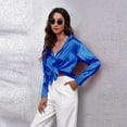 thumbnail image 2 of 1Pcs Women'S Satin Shirt--Royal Blue-Royal Blue-L, 2 of 6