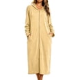 thumbnail image 2 of SELONE Bathrobes for Women Zip Front Plus Size Long Dress Full Zip Long Sleeve Hooded Robe with Pockets Cozy Homewear, 2 of 9