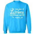thumbnail image 2 of OXI Crewneck Sweatshirt - I Like You But If You Zombies, Basic Casual Sweatshirts for Men's and Women Fleece Sweatshirt Long Sleeve - Sapphire 2X-Large, 2 of 2