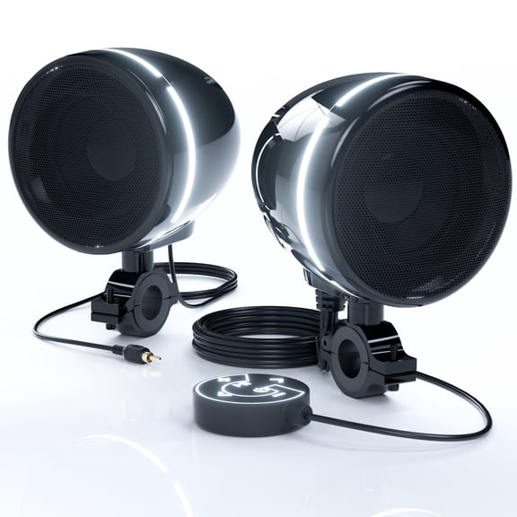 GoHawk AN4-Halo LED All-in-One Built-in Amplifier Waterproof Bluetooth Motorcycle Speakers Audio Stereo System MP3 Music Player USB for Harley ATV 4 Wheeler