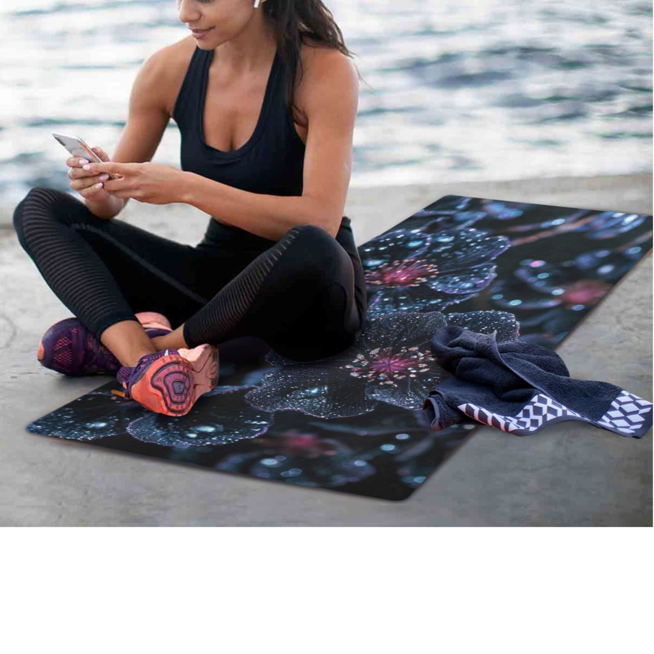 BZSMCE Yoga Mat Women Fitness Mat Galactic Bloom Pattern