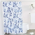 thumbnail image 3 of Blue Floral Bath Shower Curtain Set Polyester with 12 Hooks for Bathroom Decor 71"x71", 3 of 7