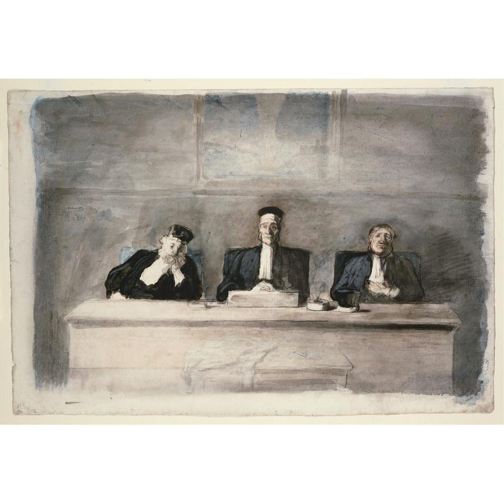 Honoré Daumier 18x14 Black Modern Framed Museum Art Print Titled - The Three Judges (1858-1860)