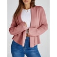 thumbnail image 3 of Open Front Solid Color Women Long Sleeve Shawl Neckline Knit Crop Cardigan, 3 of 6
