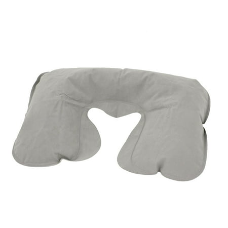 Unique Bargains Gray Flannel Surface Travel Air Cushion U Type Rest Neck Guard Inflatable