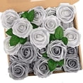 thumbnail image 1 of Flores Artificiales N&T NIETING Rosas de Espuma 25 piezas Plata Blanco/Gris, 1 of 8