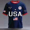 thumbnail image 2 of FINALGANG Mens USA Patriotic Ringer Short Sleeve T Shirt American Flag Print Crewneck Casual Tee For Independence Day Summer Daily Wear Navy S, 2 of 3