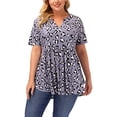 thumbnail image 3 of T-Shirt Imprimé pour Femmes Grande Taille à Manches Courtes à Col en V, 3 of 7