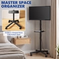 thumbnail image 2 of EDX Rolling Mobile TV Stand with Locking Wheels, Height & Tilt Adjustable Stand with Media Shelf for 23-65 Inch TVs, Max VESA 400x400mm, Holds 88lbs, Black, 2 of 8