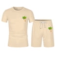 thumbnail image 1 of Men's Suits Summer Coconut Tree Print Short Sleeve Shorts Sportswear set for Men Lightweight Daily Wear Breathable Modern Design, 1 of 4