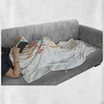 thumbnail image 6 of Beach Saying Soft Flannel Fleece Throw Blanket, Brush Lettering Composition with 2 Sunbeds and an Umbrella, Cozy Plush for Indoor and Outdoor Use, 60" x 80", Pale Orange Coral, by Ambesonne, 6 of 6