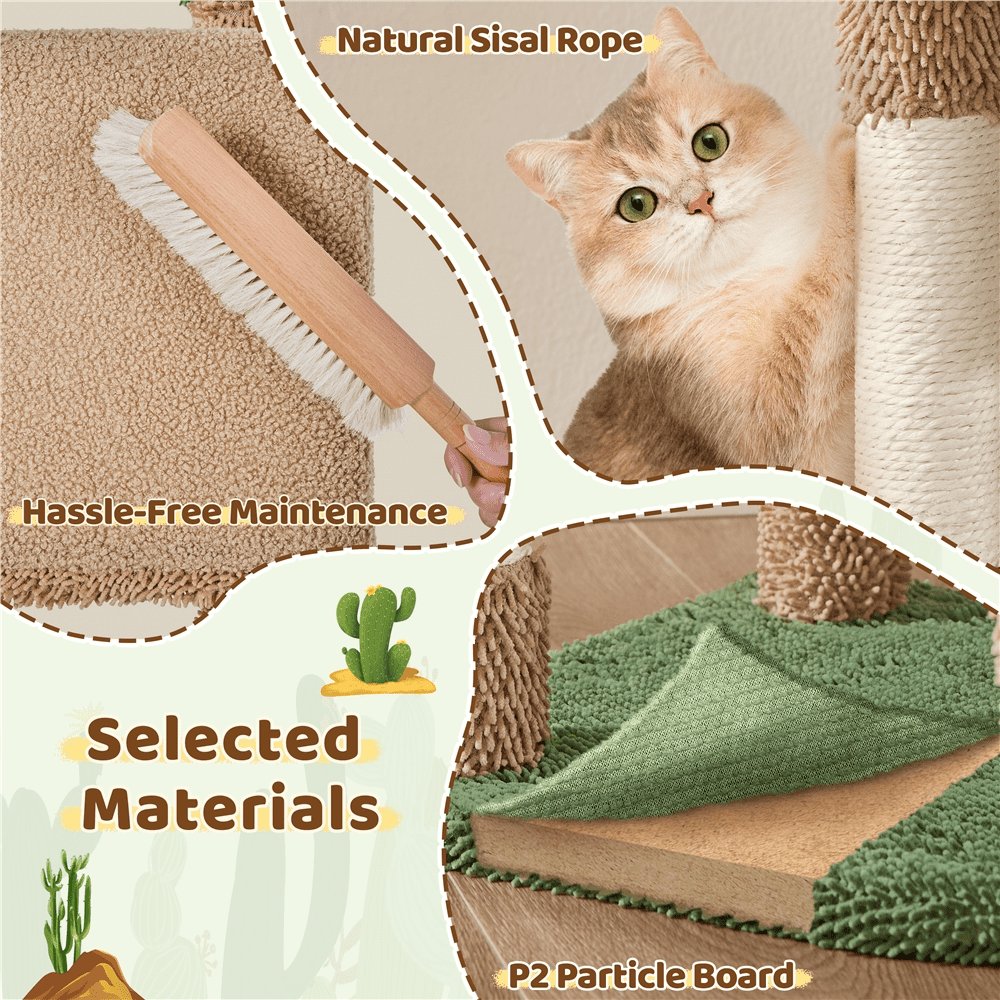 Renwick 42" Height Cactus Cat Tree with Scratching Posts and Platform, Brown/Green