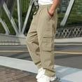 thumbnail image 2 of OSOLU Men Versatile All Season Cargo Pants Pocket Hem Solid Color Plus Size Outdoor Trousers Workout Training Joggers Bottoms, 2 of 7