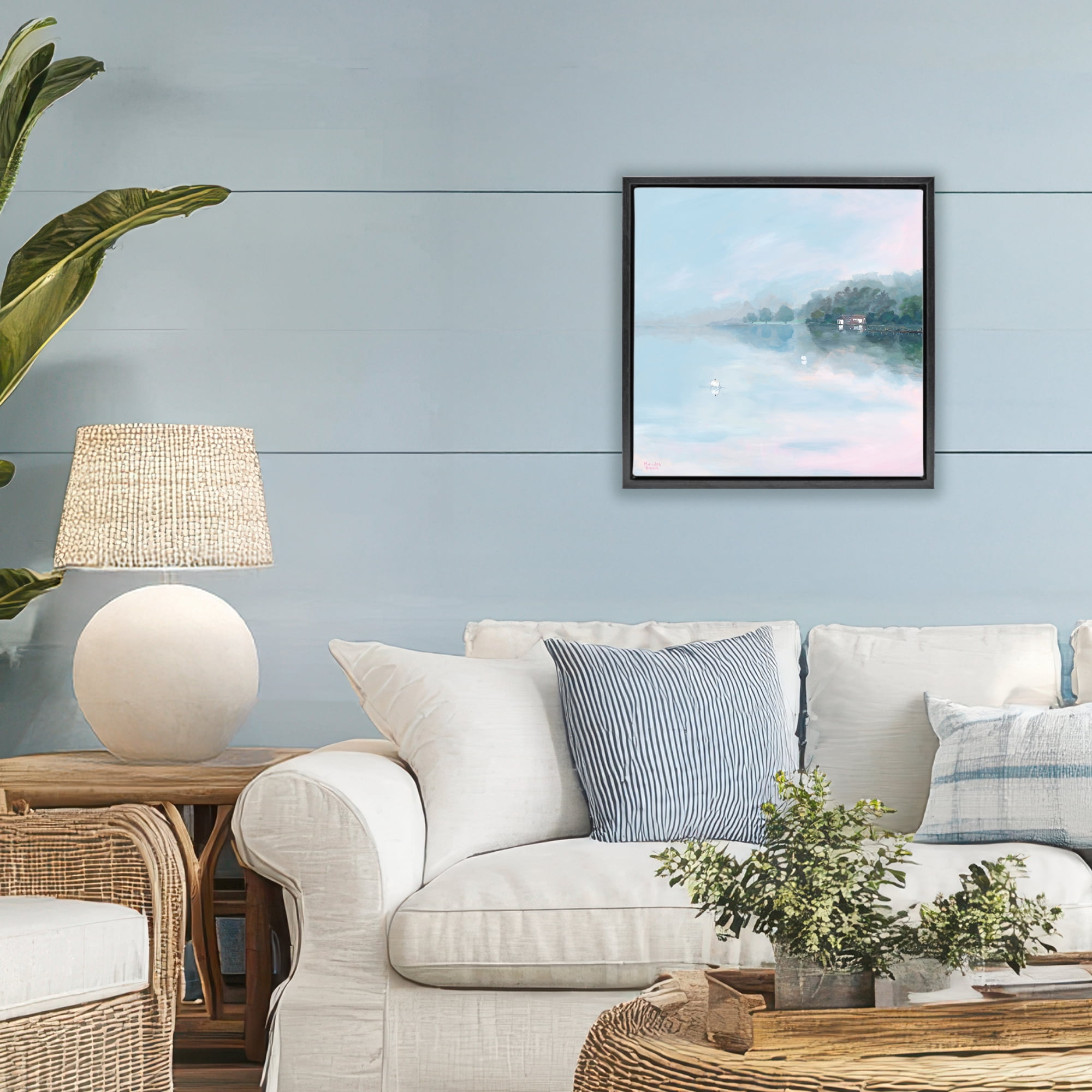 Stupell Industries Morning at Lake Windermere Black Framed Floater Canvas Wall Art, design by Meredith Howse
