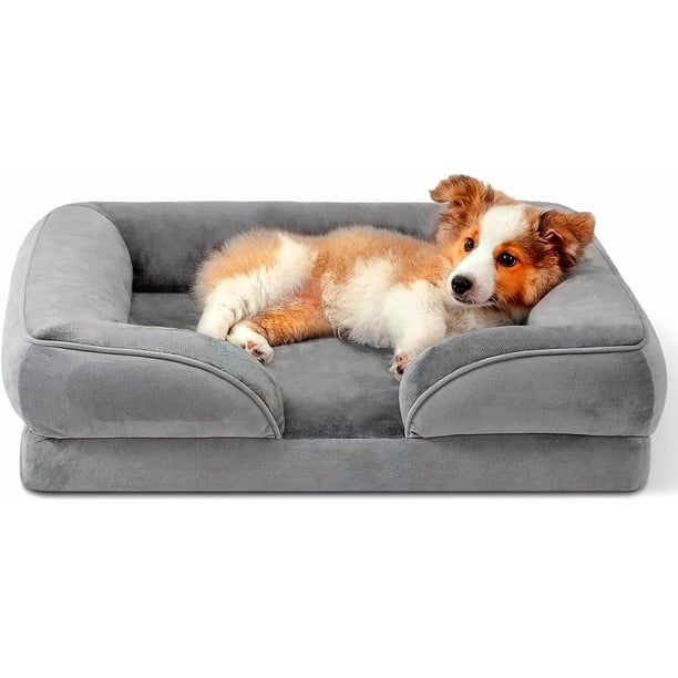 Cama para perro mediano cama Para mascota transpirable e impermeable, Sofa cama perro con soporte para cabeza, funda extraible lavable y antideslizante en la parte inferior (GRIS, MEDIANA)