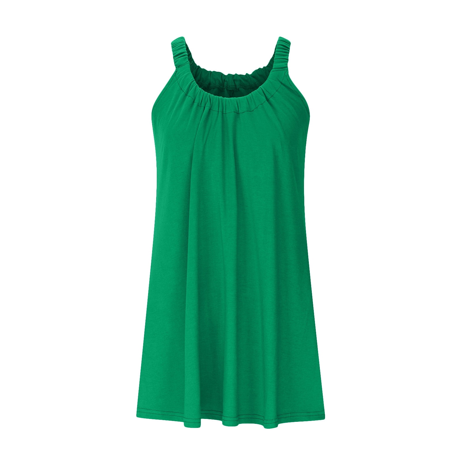 Dezsed Summer Dresses for Women 2024 Soft Crewneck Beach Tank Sundresses  Resort Solid Color Sleeveless Casual Pleated Mini Dress Green M -  Walmart.com
