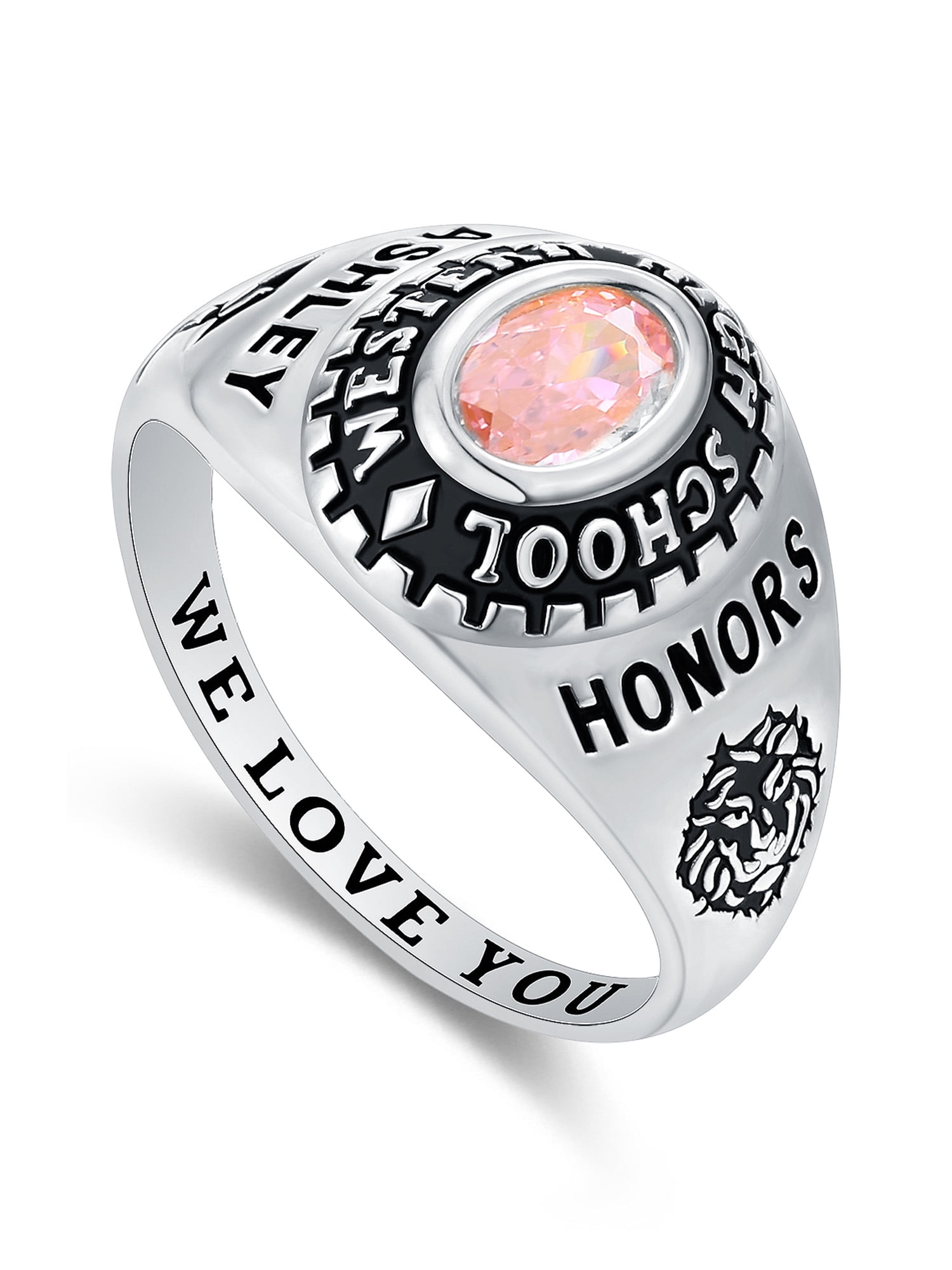 Mementos USA Custom Women's Class Rings 10kt White Gold for High School and College-Classic