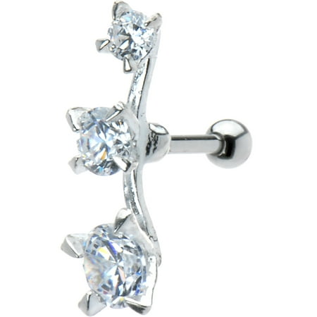 - Body Candy 925 Sterling Silver Clear Trio Accent Right Cartilage Earring 16 Gauge 5/16