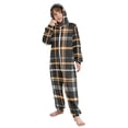 thumbnail image 5 of Coffee Colored Checkered Pattern One Piece Pajamas Soft Jumpsuit Cozy Sleep and Play Romper Zipper and Pockets 4T, 5 of 8