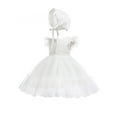 thumbnail image 4 of Faithtur Newborn Baby Girls Baptism Dress Infant Lace Crochet Tulle Dress O-Neck Ruffled-Sleeve Bubble Skirt for Birthday/Party/Banquet 0-24 Months, 4 of 9