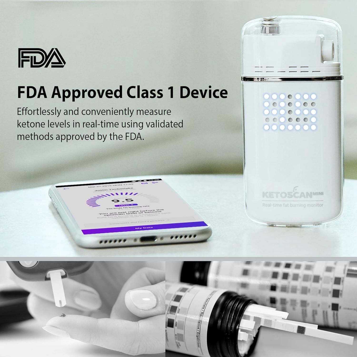 KETOSCAN Mini Breath Ketone Meter, Diet, Fitness Tracker Monitor