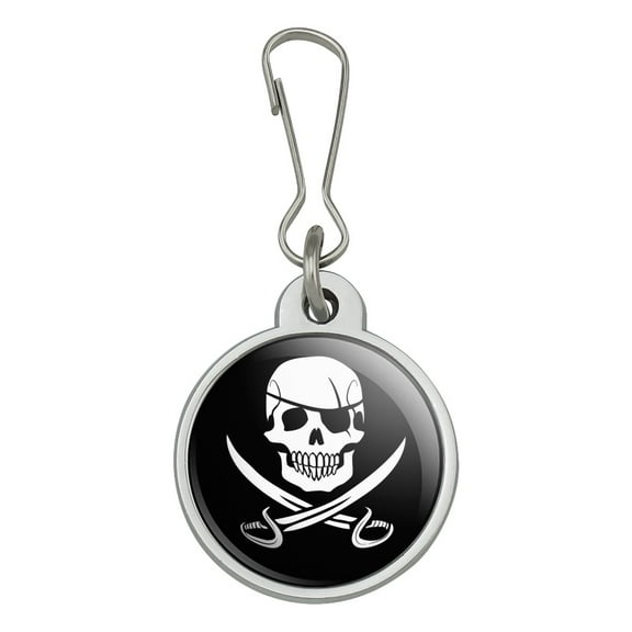 Pirate Skull Crossed Swords Jolly Roger Jacket Handbag Purse Luggage Backpack Zipper Pull Charm