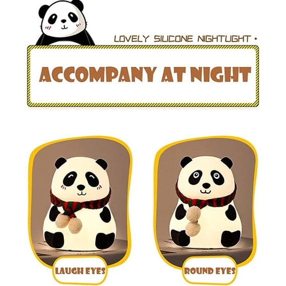 Cute Panda Shaped Silicone Touch Control Night Light, Rechargeable Dimmable Led Nursery Lamp, Soft Warm Glow Bedside Light for Memorial Gifts, Bedroom and Nighttime Companion Use, Colored Light