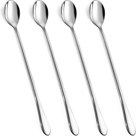 Nmkwnr 4 Pack Stainless Steel Coffee Spoon, Long Handle Tea Spoon, Ice Cream Spoon Mixing Spoons for Home, Kitchen or Restaurant, 9 Inch