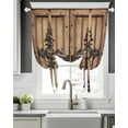 thumbnail image 5 of Farmhouse Brown Tie Up Curtains for Window, Thermal Insulated Balloon Shade Adjustable Rod Pocket Curtains Valance Panels for Kitchen Bathroom Cafe 46 x 63 Rustic Wooden Historical Barn Door Plank, 5 of 6