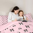 thumbnail image 4 of Manfei Kawaii Bowknot Cherry Bedding Comforter Set 7 Pieces, Fashion Ribbon Full Bedding Set, Black Pink Cartoon Reversible Fitted Sheet Flat Sheet, Luxury Bedroom Decor, 4 of 7