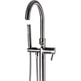 thumbnail image 3 of Westbrass Floor Mount Freestanding Bathtub Filler Faucet with Handheld Shower, Satin Nickel, 3 of 9