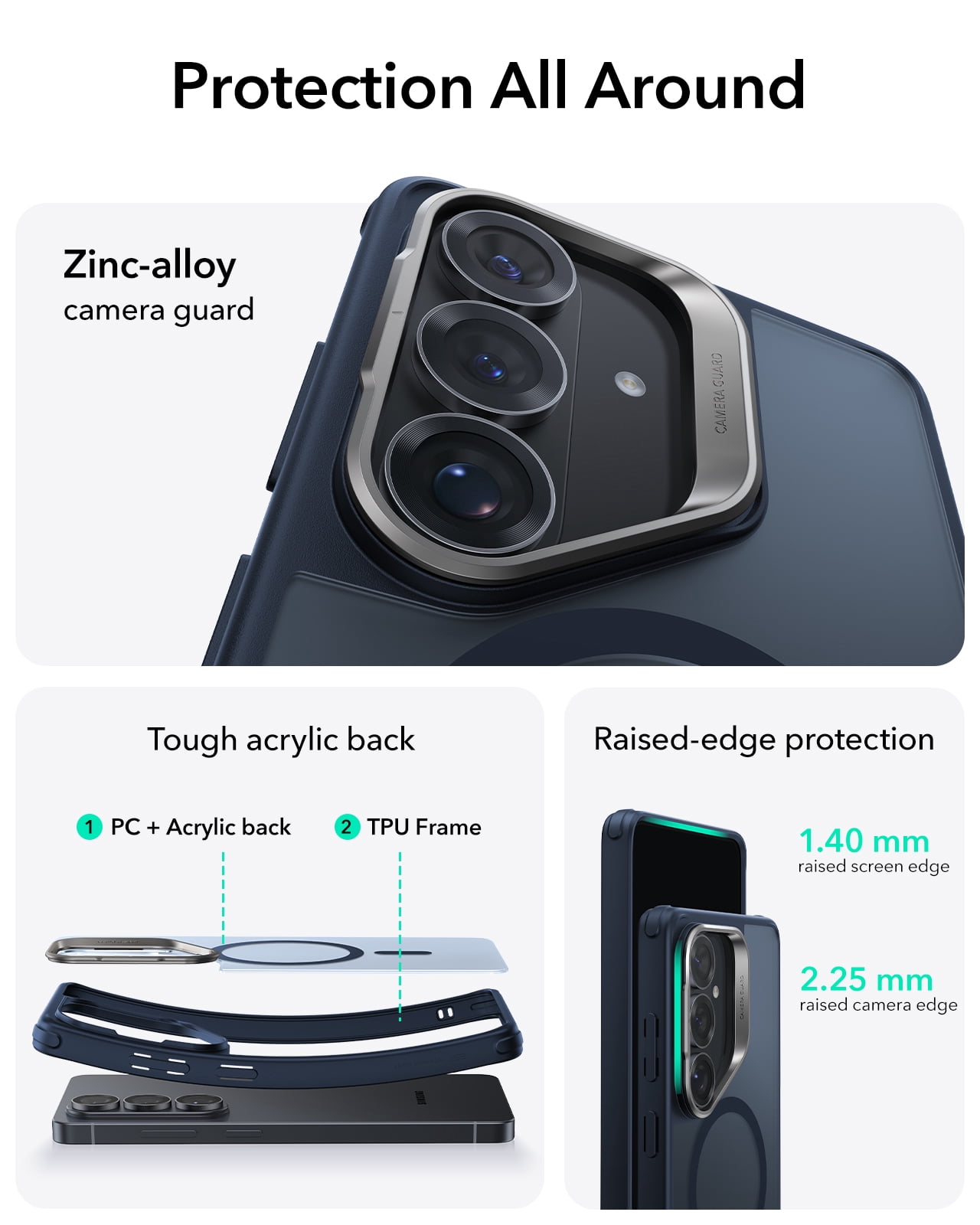 ESR Magnetic Case for Galaxy 2026 Plus Phone Case with Stash Stand, Compatible with MagSafe, Military-Grade Protection, Scratch-Resistant Back Cover, Frosted Blue