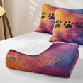 thumbnail image 4 of Manfei Oil Paint Paw Quilt King, Splash Rainbow King Coverlet Set, Blue Orange, 3 Pieces, 1 Bedspread and 2 Pillowcases, 4 of 7