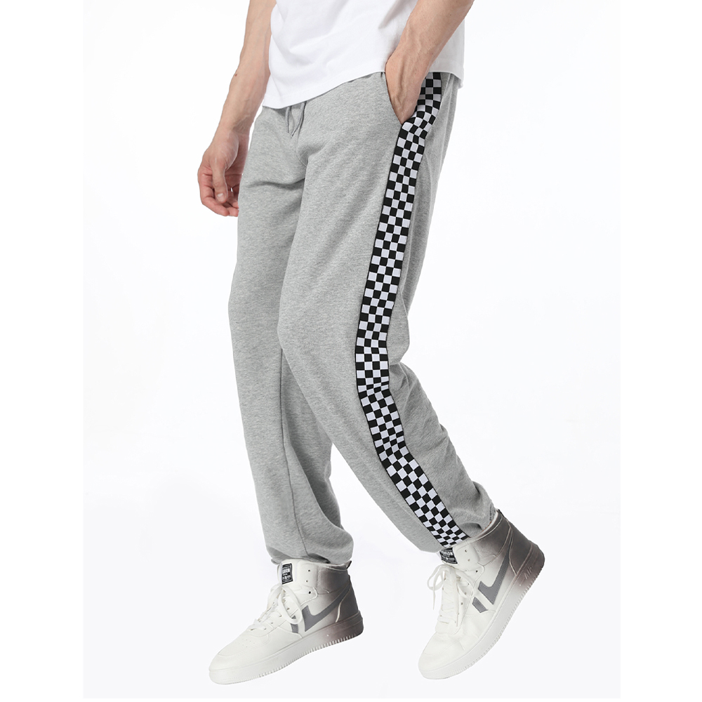 Mumubreal Men's Athletic Sweatpants Plaid Side Open Bottom Sweat Pants