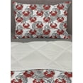 thumbnail image 3 of Crabs Comforter & Sham Bedding Set, Sea Animals Theme Illustration of Crabs on White Background Pattern Art Print, 3 pcs Duvet Set Microfiber Filling Quilt, 5 Sizes, Ruby and Grey, by Ambesonne, 3 of 4