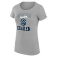 thumbnail image 2 of Women's G-III 4Her by Carl Banks Heather Gray Seattle Kraken Super-Slim Fit Lightweight Team Logo Graphic T-Shirt, 2 of 3
