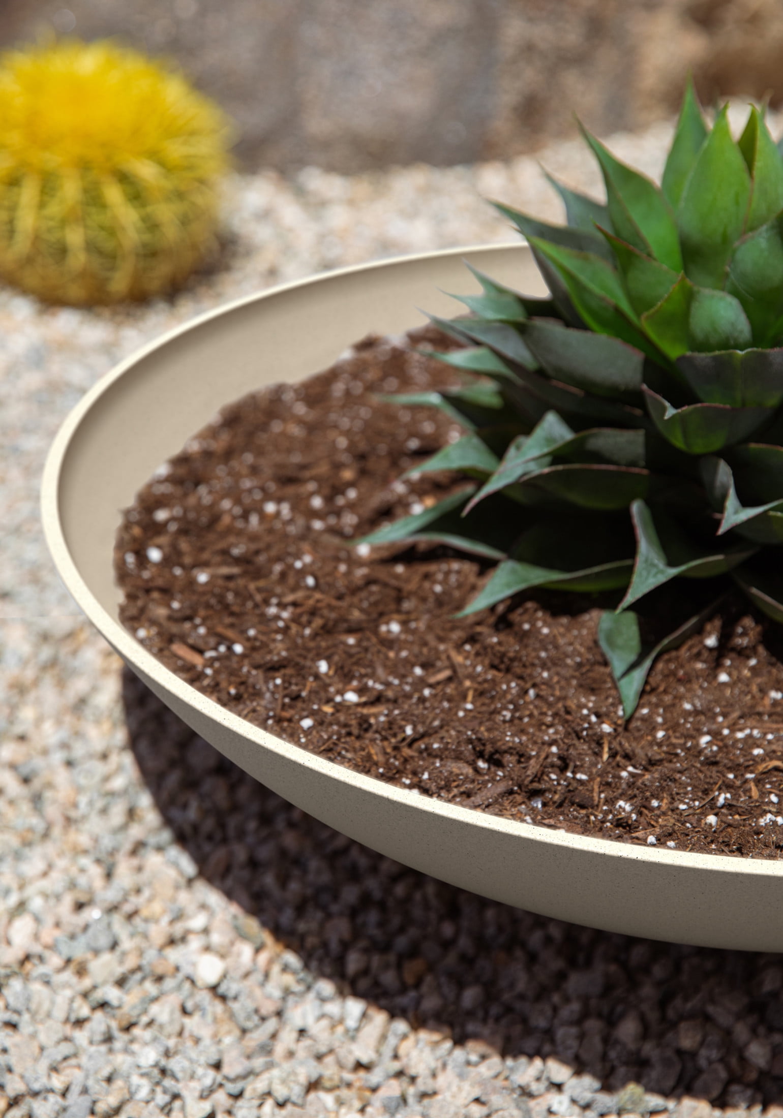 Veradek Mason Series Lane Bowl 24" Plastic-Stone Planter - Sand