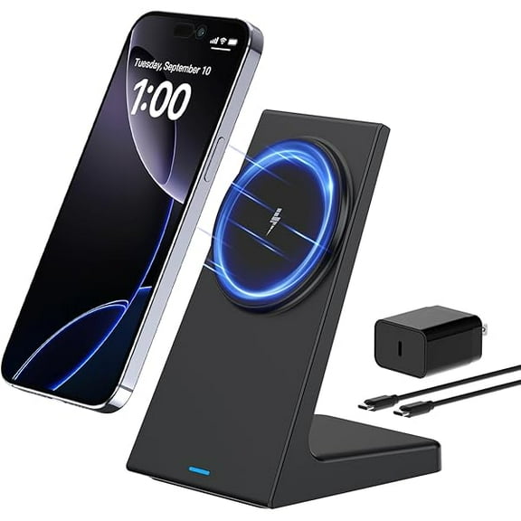 for MagSafe Charger Stand,20W Fast Magnetic Wireless Charging Station with 25W PD Adapter，Stickable Desk Wireless Charger for iPhone 16/15/14/13/12 Pro/Pro Max Series