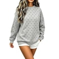 thumbnail image 4 of Josdec Crew Neck Fleece Sweatshirt for Women Polka Dot Oversized Loose Long Sleeve Casual Pullover Tops S‑XXL, 4 of 5
