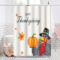 thumbnail image 2 of Happy Thanksgiving Shower Curtain Cartoon Turkey Fall Pumpkin Maple Leaf Shower Curtains Fall Bathroom Set Holiday Bath Bathtub Decorations Waterproof Polyester Fabric with Hooks, 72x72 Inch, 2 of 6