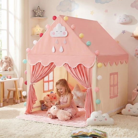 Wilwolfer Pink Kids Play Tent for Toddlers and Girls Indoor and Outdoor Fun House